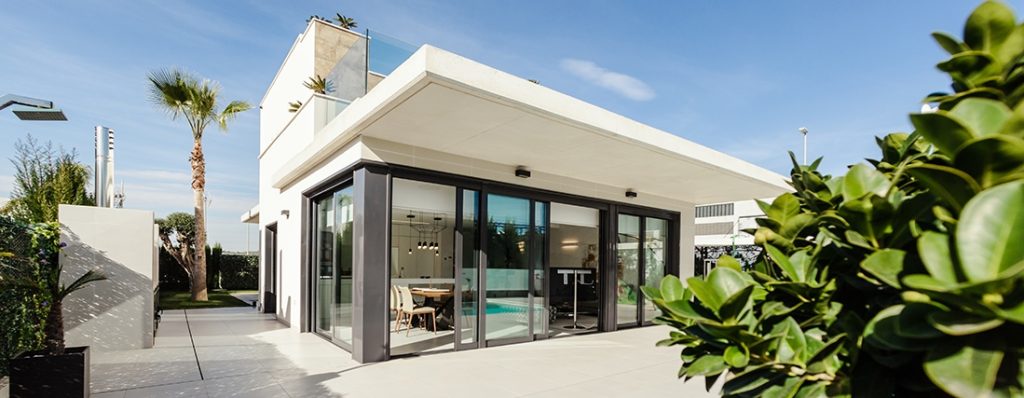 Modern house with patio view