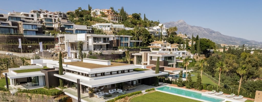 Luxury villas on hillside