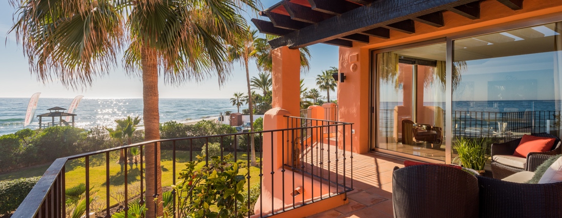 Cozy balcony overlooking ocean